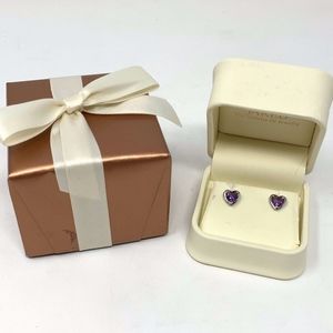 JARED 10K White Gold Amethyst Heart Shape Earrings